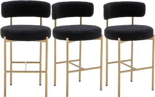 Vista 20 de Canxkun Taburetes de Bar Boucle Juego de 2, 24" Taburetes de Mostrador Modernos con Respaldos, Taburetes de Bar Tapizados para Isla de Cocina, Bar