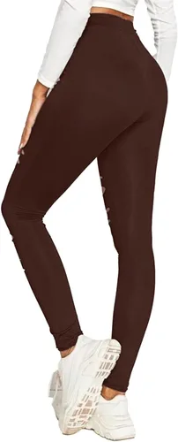 Vista 6 de Leggings rasgados de guerrero para mujer, pantalones de yoga de cintura alta con control de abdomen, pantalones deportivos de entrenamiento