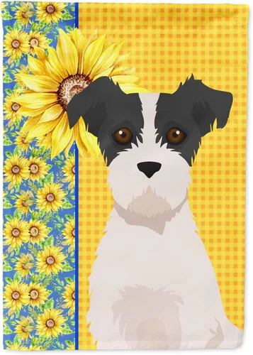 Vista 265 de Caroline's Treasures WDK5313GF Bandera de jardín con diseño de girasoles de verano, color negro y tostado, Airedale Terrier para buzón, bandera