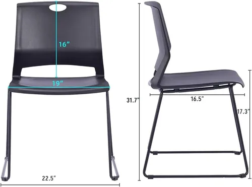 Vista 2 de Sidanli Black Stacking Chairs Set of 4, Stackable Chairs for Waiting Room