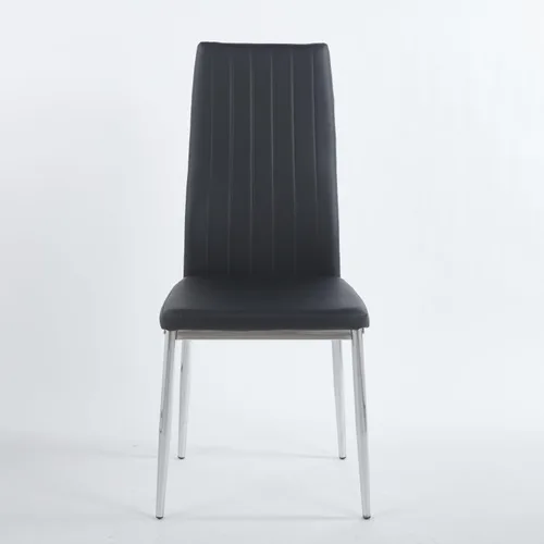 Vista 5 de Juego de 4 sillas, patas de color cromado, asiento negro