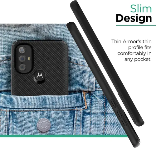 Vista 6 de ENCASED Funda Thin Armor para Moto G Power 2022 Funda de agarre delgada, negro mate (Motorola G-Power 2022)