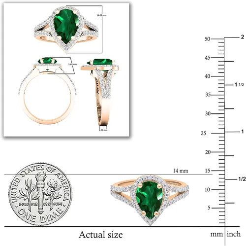Vista 17 de Dazzlingrock Collection Anillo de compromiso con forma de lágrima y diamante blanco natural redondo de 0.45 quilates con halo de diamantes blancos