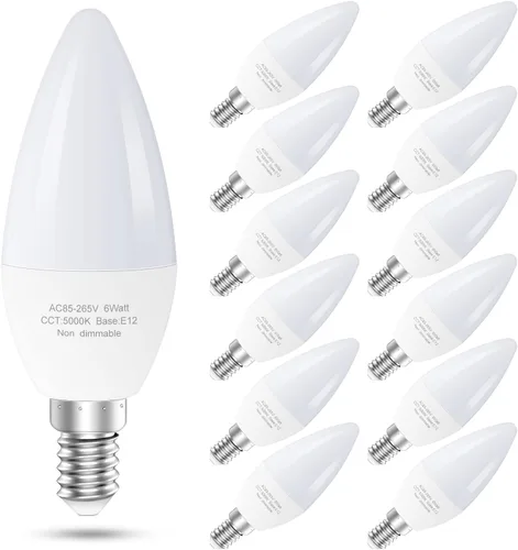 Vista 10 de GOSCHE Bombillas LED E12 para ventilador de techo, bombilla LED B11 de 6 W que reemplaza 60 vatios incandescente, 550 LM, 2700 K blanco cálido