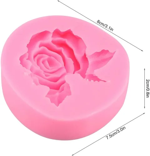 Vista 5 de Molde de silicona rosa para fondant, grado alimenticio de 3.1 x 3.0