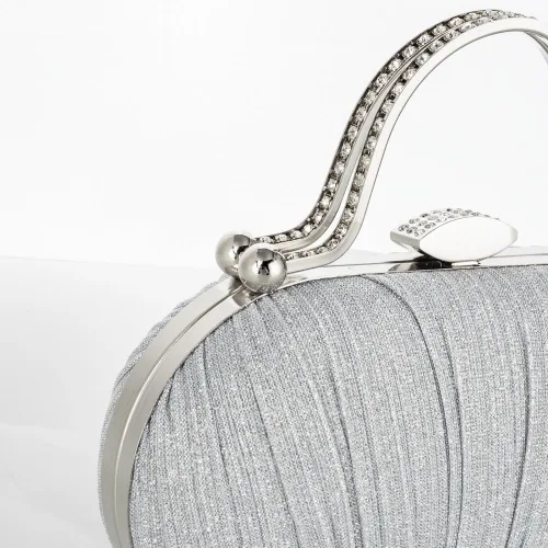 Vista 4 de YYW Bolso de mano plisado con purpurina para mujer, bolso de noche con asa superior para fiesta, boda nupcial