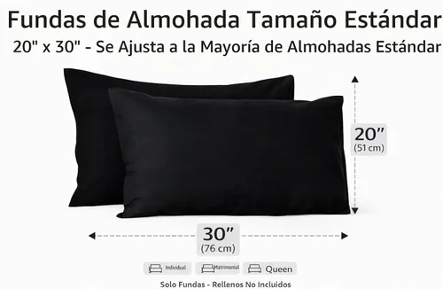 Vista 2 de Evolive Juego de 2 fundas de almohada de microfibra cepillada ultra suave con cierre de sobre (tamaño estándar de 20 x 30 pulgadas, color negro)