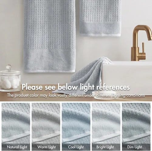 Vista 8 de Madison Park Spa Waffle - Juego de toallas de lujo 100 % algodón, tejido de gofre de textura premium, altamente absorbente, secado rápido, ropa