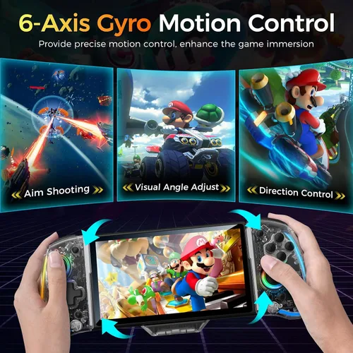 Vista 6 de IINE Switch Handheld Controller, No Drifting One-Piece Joypad Controller with Hall Effect Joystick, Switch Controller Compatible with Nintendo