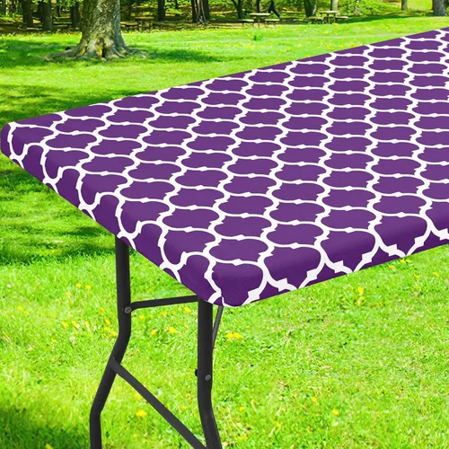 Vista 41 de Smiry Mantel cuadrado para mesa de pícnic, manteles de camping impermeables elásticos ajustables, protector de mantel de vinilo con respaldo de Gris