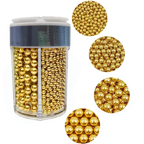Vista 7 de Perlas negras comestibles en 5 tamaños de chispas de azúcar de 4.59 oz/4.6 onzas, 2,4,7,10,12 in, perlas de caramelo para decoración de pasteles