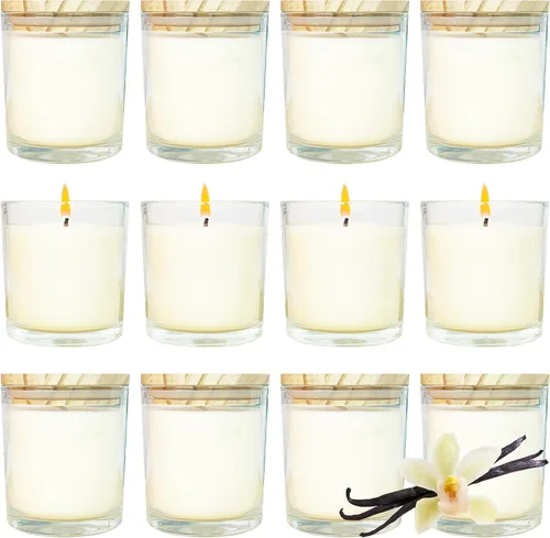 Vista 11 de 12 velas de soja de 6 onzas, juego de velas aromáticas a granel con aroma a rosa, velas de aromaterapia, velas perfumadas para aliviar el estrés