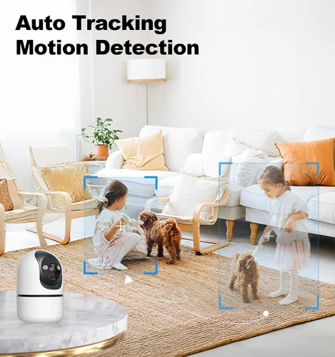 Vista 3 de Gyliziex Cámara de seguridad para interiores, 2 paquetes, 2K 5G WiFi para bebé/mascota/perro/niñera para seguridad del hogar, cámaras de seguridad