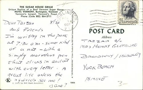 Vista 2 de The Sugar House Grille Burlington, Vermont VT Original Vintage Postcard
