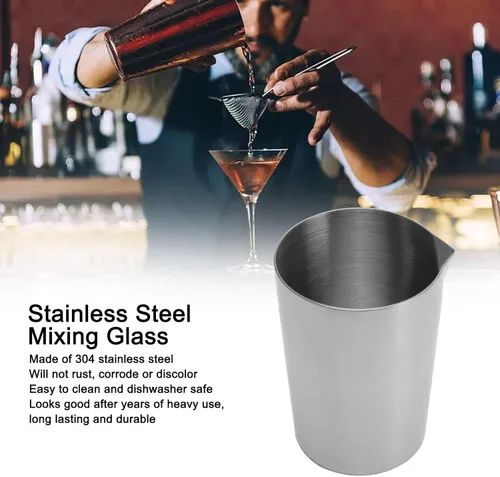 Vista 8 de Coctelera, mezcla de lata de acero inoxidable coctelera de cóctel de vidrio mezclador de bebidas de metal mezclador de cóctel jarra de mezcla jarra