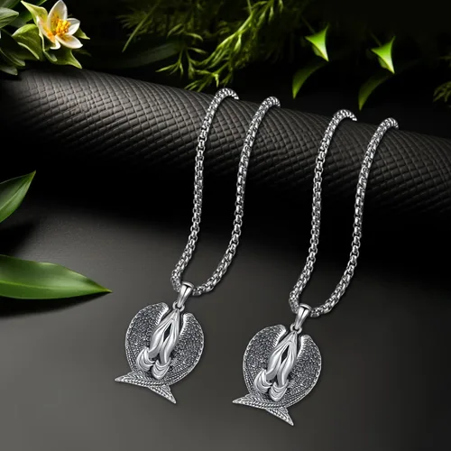 Vista 7 de Praying Hands - Joyería religiosa de plata esterlina 925 chapada en oro para mujeres y hombres, alas de ángel, cristales de oración de serenidad