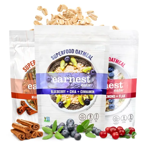 Vista 12 de Earnest Eats Superfood Avena – Arándanos Chia Canela – Vegana, sin gluten, 0.18 oz de proteína vegetal, 0.18 oz de fibra, sin azúcar añadida, 24