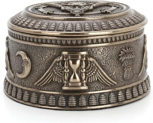 Vista 3 de Veronese Design 2 3/8" alto ojo masónico de Providencia redondo baratija caja de baratija Escultura de resina Acabado bronce