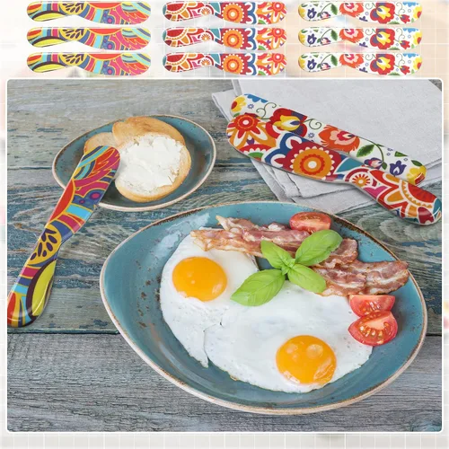 Vista 5 de Eaasty 6 Piezas Esparcidor de Mantequilla Esparcidor de Queso de 6 Pulgadas Cuchillo de Mantequilla de Plástico Colorido Regalos de Cocina