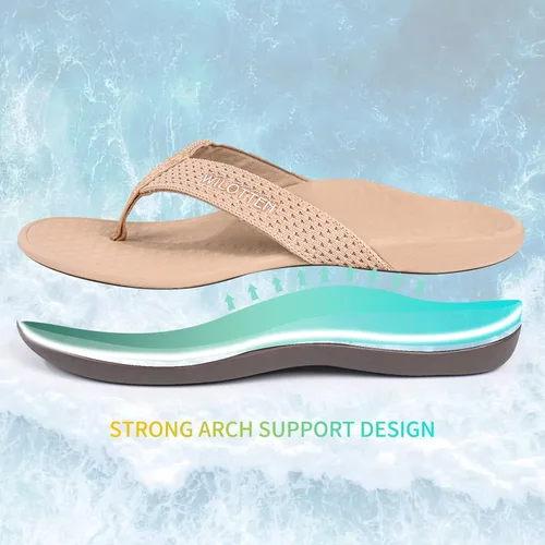 Vista 2 de WILOTTEN Sandalias con soporte de arco para mujer, sandalias ortopédicas para pies planos, sandalias de apoyo para mujeres y hombres