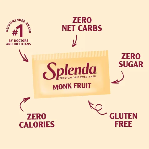 Vista 5 de SPLENDA Monk Fruit - Edulcorante a base de plantas cero calorías, sin eritritol, sustituto de azúcar Keto (80 unidades)