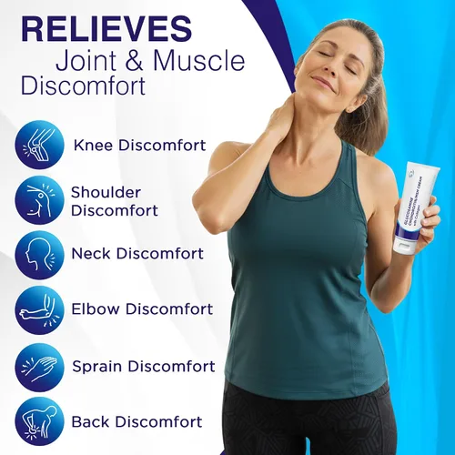 Vista 2 de Dr. T Crema de condroitina de glucosamina, fórmula prémium con MSM y colágeno para molestias articulares y musculares, mantiene la fuerza articular