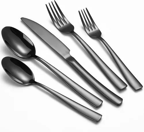 Vista 8 de Juego grande de utensilios de servir para anfitriona, cucharas de servir de acero inoxidable resistentes, cucharas ranuradas, tenedor de servir