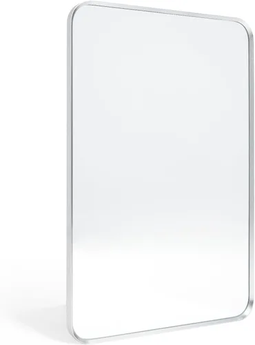 Vista 14 de Espejo arqueado negro de 16" x 20", espejo de pared para baño con arco, espejo de tocador de baño con marco de metal y parte superior arqueada