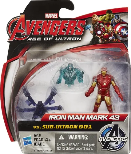 Vista 2 de Marvel Avengers Age of Ultron Iron Man Mark 43 Vs. Sub-Ultron 001 - Paquete de figuras de 2.5 pulgadas