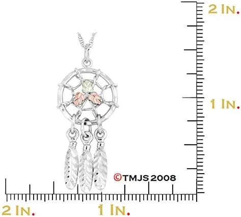Vista 3 de Collar con colgante de atrapasueños, plata esterlina, oro verde de 12 quilates y oro rosa negro