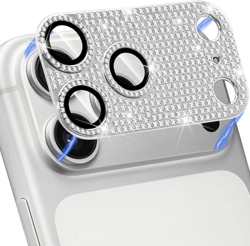Vista 33 de Protector de lente de cámara para iPhone 13 & iPhone 13 Mini, brillante con diamantes de imitación 3D con purpurina, cubierta de cámara de vidrio