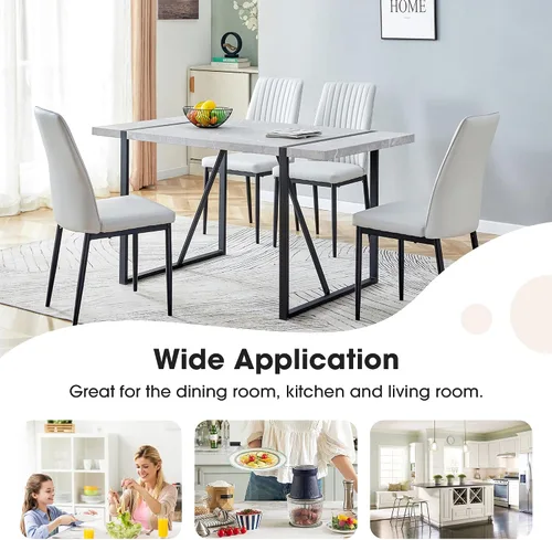 Vista 3 de 55 inch Kitchen Table for 4 People, Rectangular Dinner Table Easy Assembly, (Gray)(ONLY Table) UA736