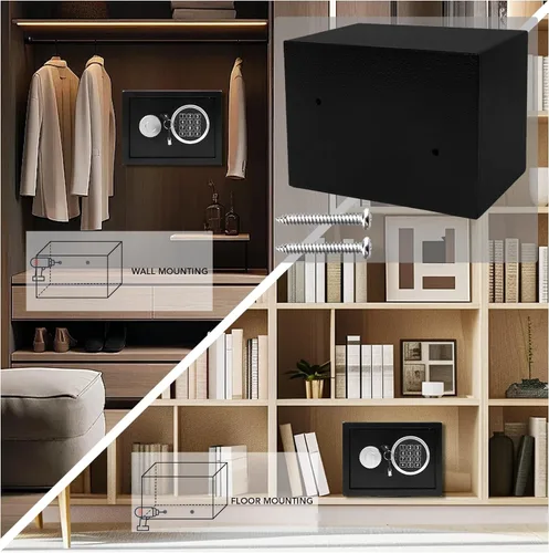 Vista 7 de Caja de seguridad de acero de 0.21 pies cúbicos con teclado digital, caja fuerte electrónica para el hogar, oficina, hotel, negocios, dinero