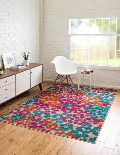 Vista 13 de Unique Loom Azalea Collection - Alfombra de área - Encore (Runner 2' 0" x 6' 0", azul/marfil)