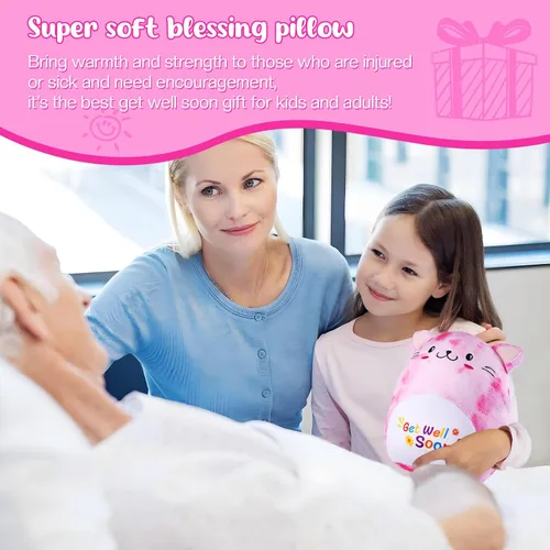 Vista 7 de Almohada de peluche con diseño de gato y vaca, regalo de condolencias, regalo de regalo para niños, niñas y mujeres (gato)