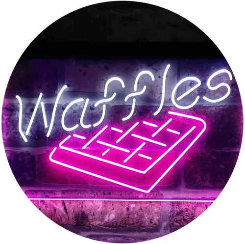 Vista 9 de ADVPRO Waffles Snack Café - Letrero de neón LED de doble color, azul y rojo, 12 x 8 pulgadas st6s32-i3820-br