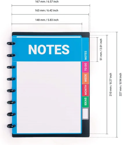 Vista 9 de MODUBOOQ organizer, apricot - Modular Reusable Smart Notebook A5 - Notebook with Tabs & Discbound System - 40 modular pages with duratech3