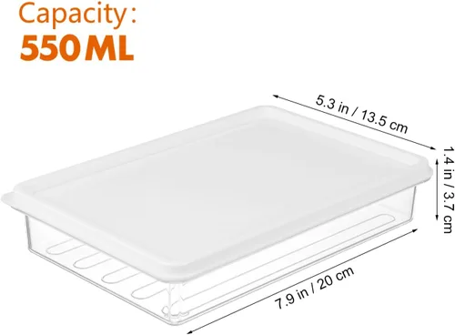 Vista 2 de Hemoton Recipiente de almacenamiento de tocino para refrigerador, caja hermética de carne fresca, 7.87 x 7.87 x 7.87 pulgadas, plástico transparente