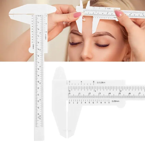 Vista 3 de Vernier Pinza Impermeable Plástico Ceja Permanente Maquillaje Regla Estudiantes Herramientas de Medición Experimental Para Maquillaje Permanente