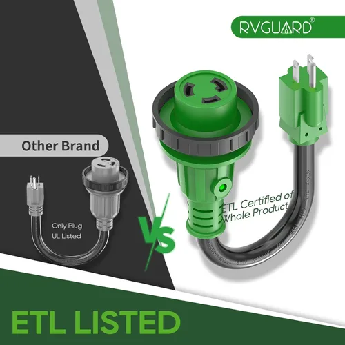Vista 4 de RVGUARD Cable adaptador RV de 30 amperios a 110 voltios con conector