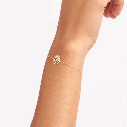 Vista 3 de 14k Real Gold Flower Bracelet for Women 14k Gold Nature Bracelets Lotus Flower, Clover, Tree of Life, Chakra Bracelets Women's 14k Gold Jewelry