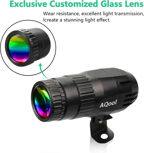 Vista 5 de Luz Pinspot, AQool Mini Foco de Bola de Espejo de 15W, Luces Pinspot de Haz LED RGBW Súper Brillante, Iluminación de Escenario con Control Remoto