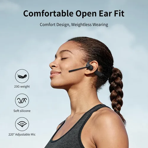 Vista 2 de CXK Auriculares de oreja abierta con micrófono, Bluetooth 5.4 micrófono de cancelación de ruido dual para llamadas claras, auriculares ligeros