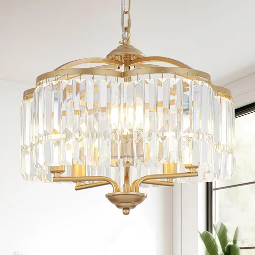 Vista 9 de Lámpara de Araña de Cristal Moderna para Comedor - 5 Luces Ajustables Negra Estilo Granja Accesorio de Luz Colgante para Vestíbulo Dormitorio Sala