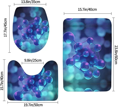 Vista 2 de CO2 Pattern absorbent non-slip floor mat set of 3 - suitable for bathroom, bedroom, kitchen