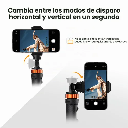 Vista 3 de K&F CONCEPT Palo de Selfie Trípode, Soporte de Luz Extensible de 69" con Tornillo de 1/4" y Control Remoto, Soporte para Teléfono con Cámara Mini