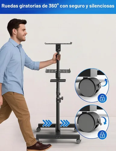 Vista 5 de Soporte para proyector, soporte de trípode para laptop de 2 estantes