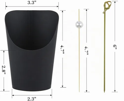 Vista 2 de Ocmoiy Vasos para embutidos con palillos negros desechables de 14 onzas de papel kraft, vasos individuales de aperitivo para servir en fiestas