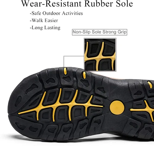 Vista 4 de Giwonygki Sandalias deportivas para hombre con puntera cerrada, zapatos de agua de cuero, ligeras, para caminar, casuales, al aire libre