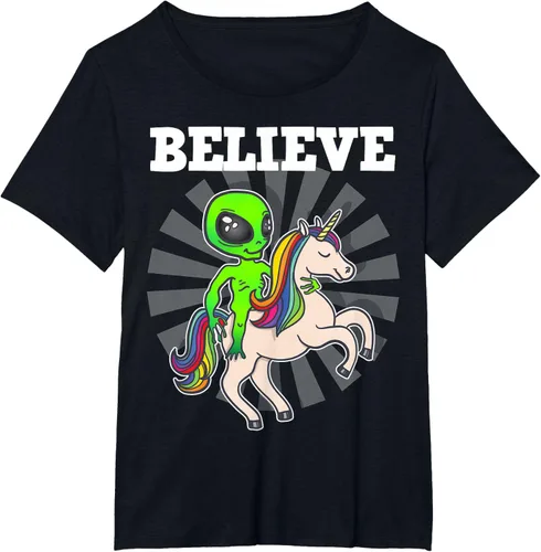 Vista 40 de Believe Space Alien Riding Unicorn - Camiseta de regalo divertida, Negro, S